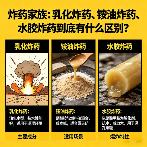 柳北炸药家族：乳化炸药、铵油炸药、水胶炸药到底有什么区别？